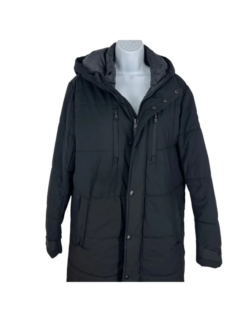 Michael Kors Black Hooded Zip & Snap Closure Adjustable Cuffs Puffer Coat Size S